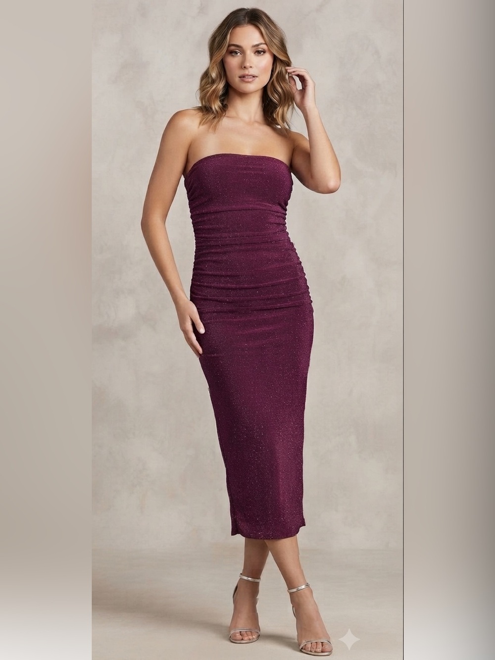 Madden Girl Strapless Shimmer Midi Dress